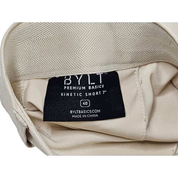 BYLT Premium Basics Kinetic Shorts 7" Men’s 40 Beige Cream Performance Chino - Picture 4 of 13
